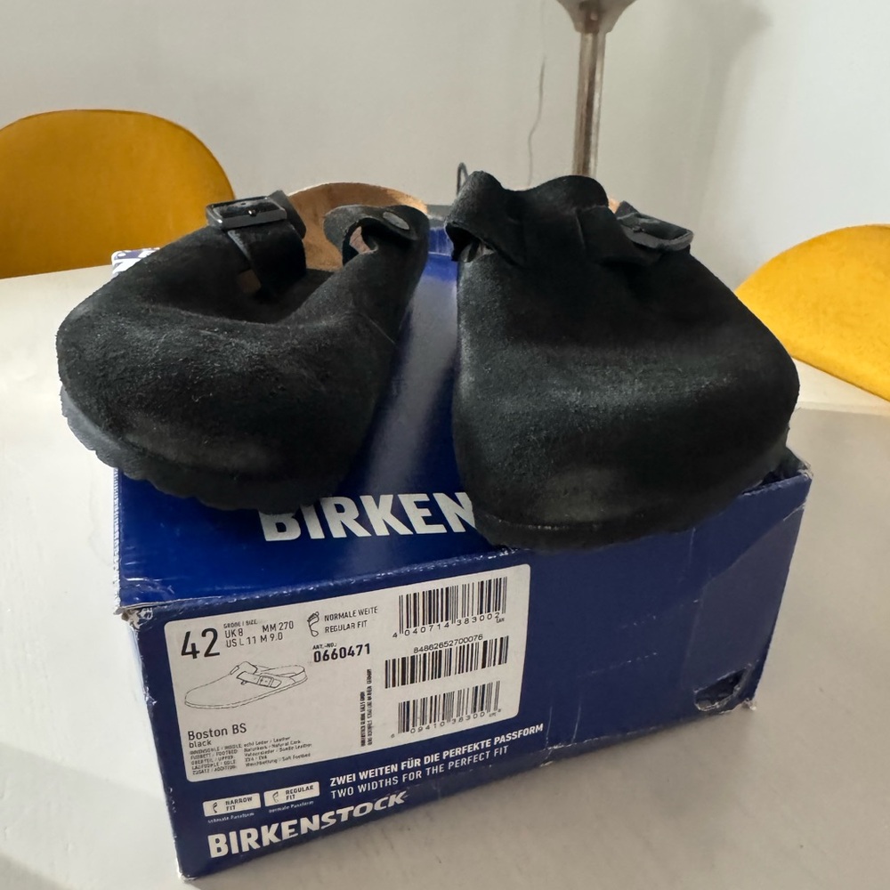 Birkenstock Black Boston Clogs - Suede Upper (New)